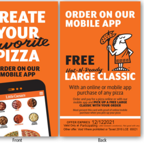 Mobile app - incentive card-pizza